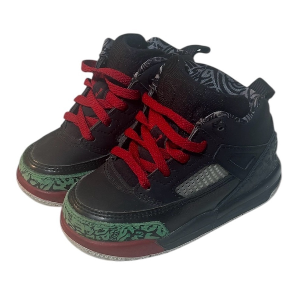 Jordan Spizike Black Varsity Red Toddler Sneakers Size 7C EUC